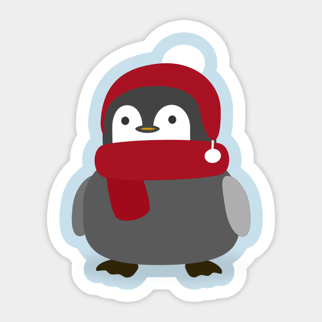 Cute Winter Penguin T-Shirt Sticker by happinessinatee